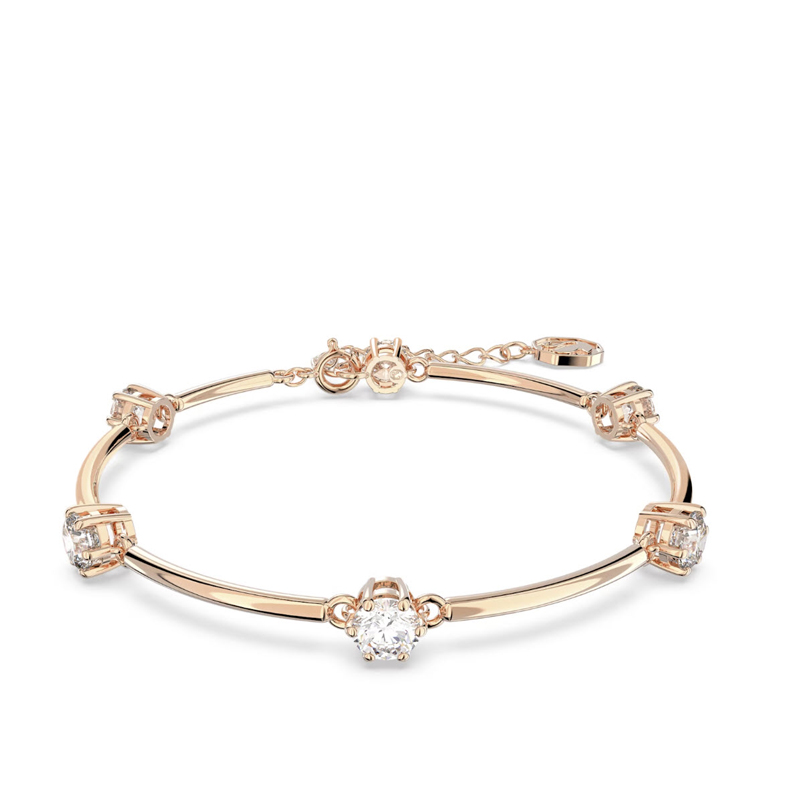 Swarovski Constella Round Cut Bangle, White and Rose Gold Tone Plated ...