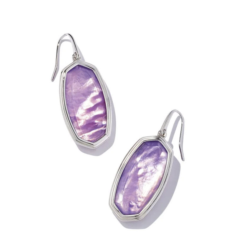 Kendra Scott Framed Elle Silver Tone Drop Earrings In Lavender Opalite Illusion