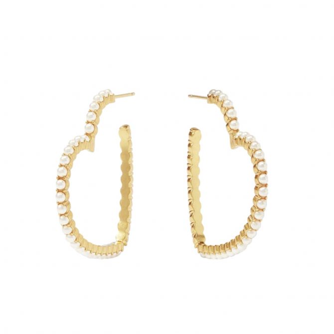 Julie Vos Esme Heart Pearl Hoop Earrings, Medium