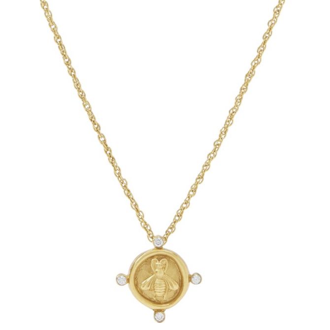 Julie Vos Bee Cameo Solitaire Necklace