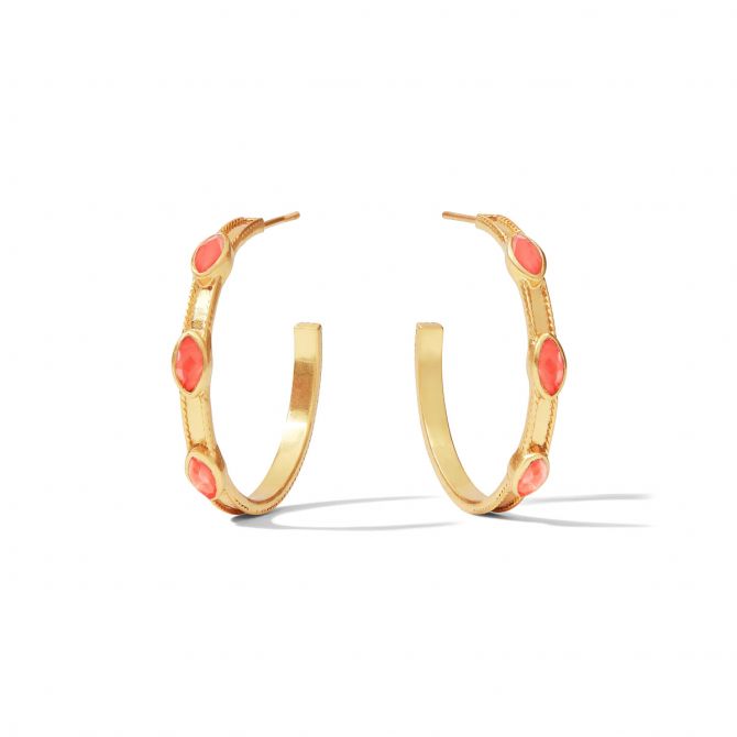 Julie Vos Monaco Hoop Earrings, Iridescent Coral