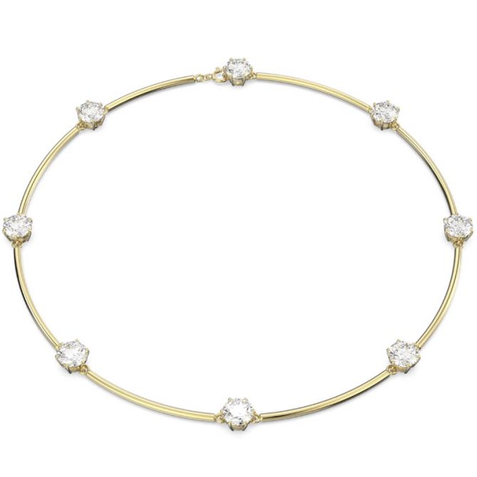 Swarovski Constella Round Cut Choker, White and Shiny Gold Tone Plated