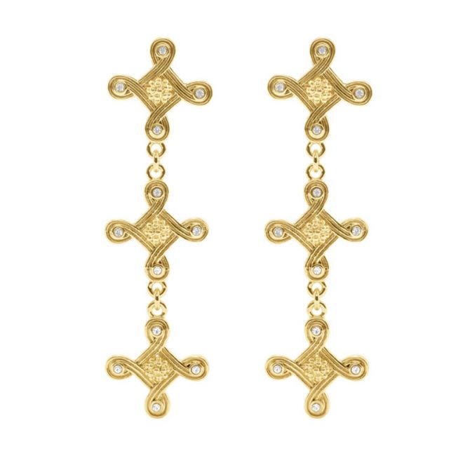 Capucine De Wulf Monique Compass Drop Earrings, Gold Tone