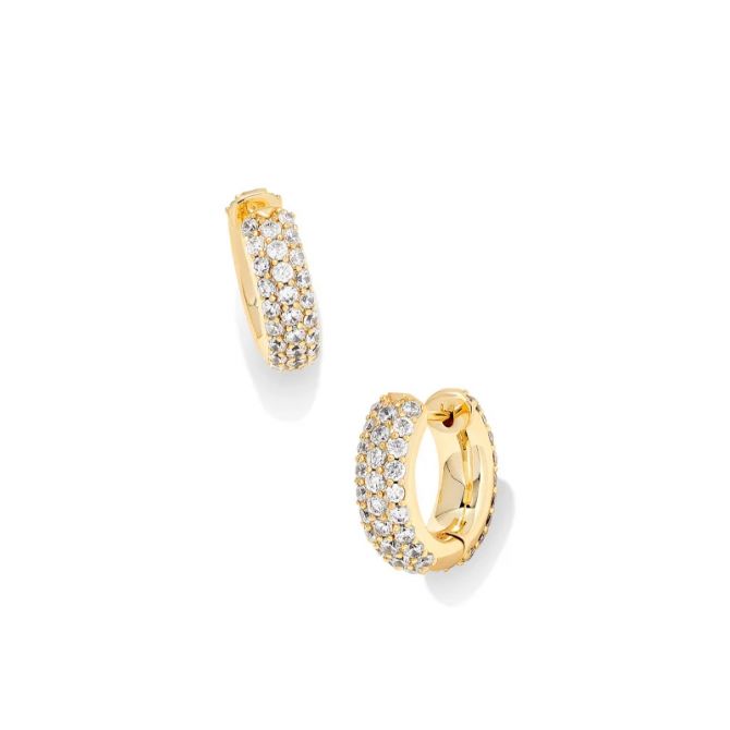 Kendra Scott Yellow Gold Plated Mikki Pave Huggie Earrings