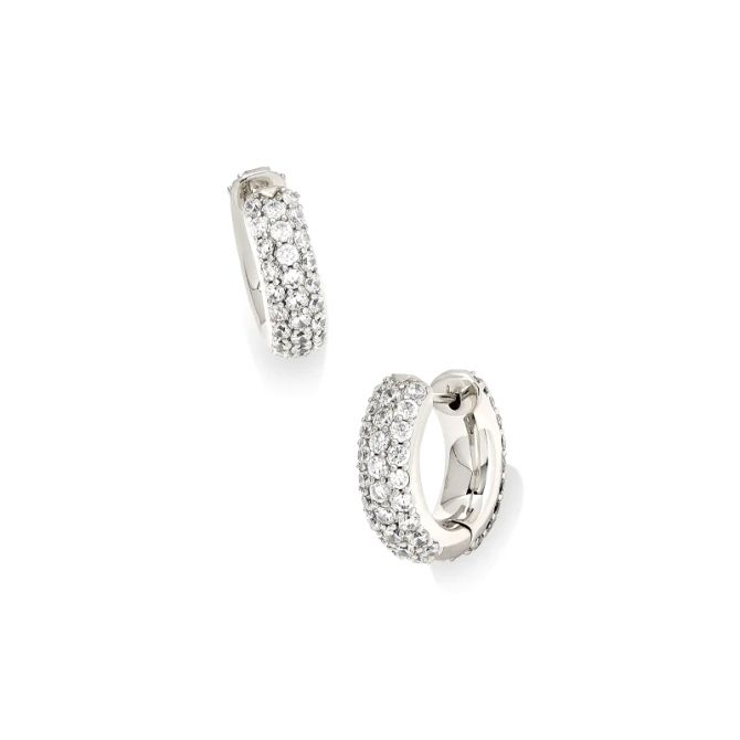 Kendra Scott Silver Tone Mikki Pave Huggie Earrings