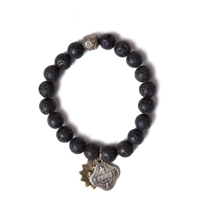 10mm Lava Bead with Ethiopian Prayer Bead Bracelet