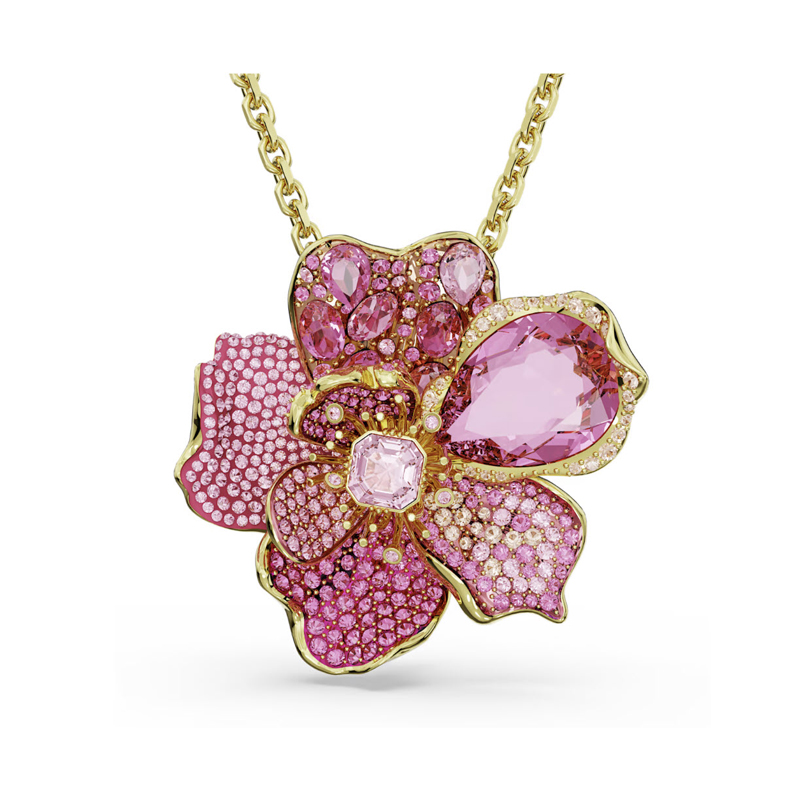 Pink Sapphire Flower Pendant Rose Gold
