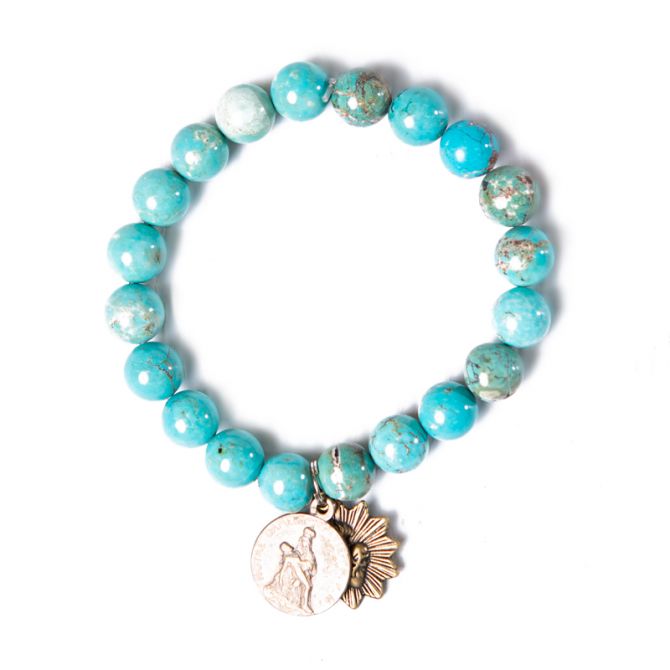 Miracle Icons 11mm Turquoise Beaded Bracelet