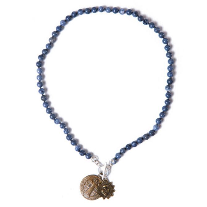 Miracle Icons Matte Blue Sponge Coral Necklace, 20"