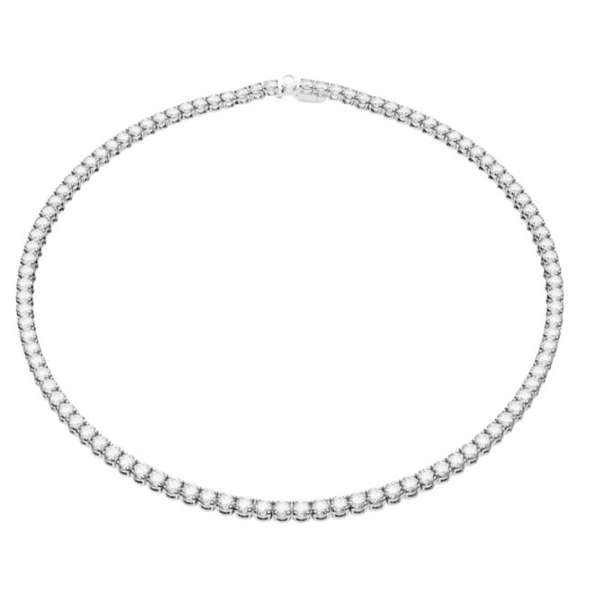 Swarovski Matrix Round Cut Tennis Necklace, White and Rhodium Plated