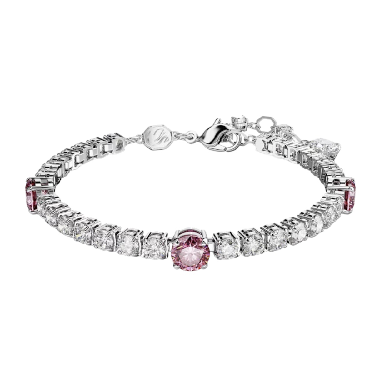 Swarovski Matrix Mixed Cuts Tennis Bracelet, Pink and Rhodium