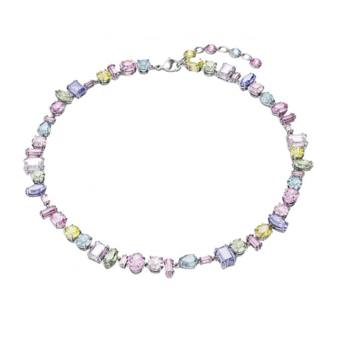 Swarovski Gema Mixed Cuts Necklace, Multicolored and Rhodium Plated