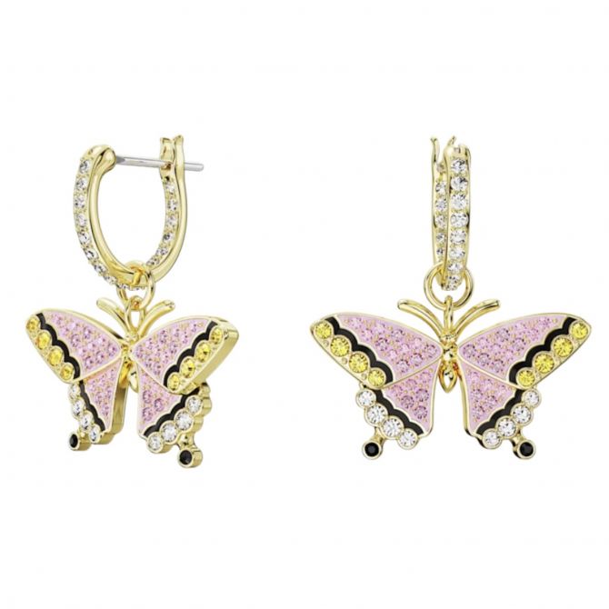 Swarovski Idyllia Butterfly Drop Earrings, Multicolored and Gold-Tone Plated