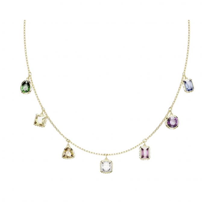 Swarovski Stilla Mixed Cuts Necklace, Multicolored and Gold Tone Plated