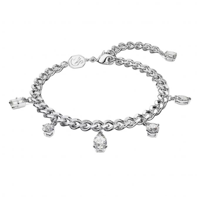 Swarovski Dextera Drop Mixed Cuts Bracelet, White and Rhodium Plated