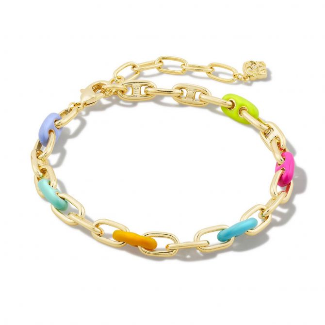 Kendra Scott Bailey Yellow Gold Plated Bracelet in Rainbow Multi Mix