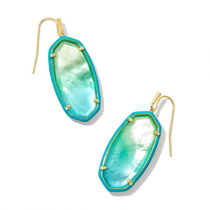 Kendra Scott Elle Yellow Gold Plated Enamel Framed Drop Earrings