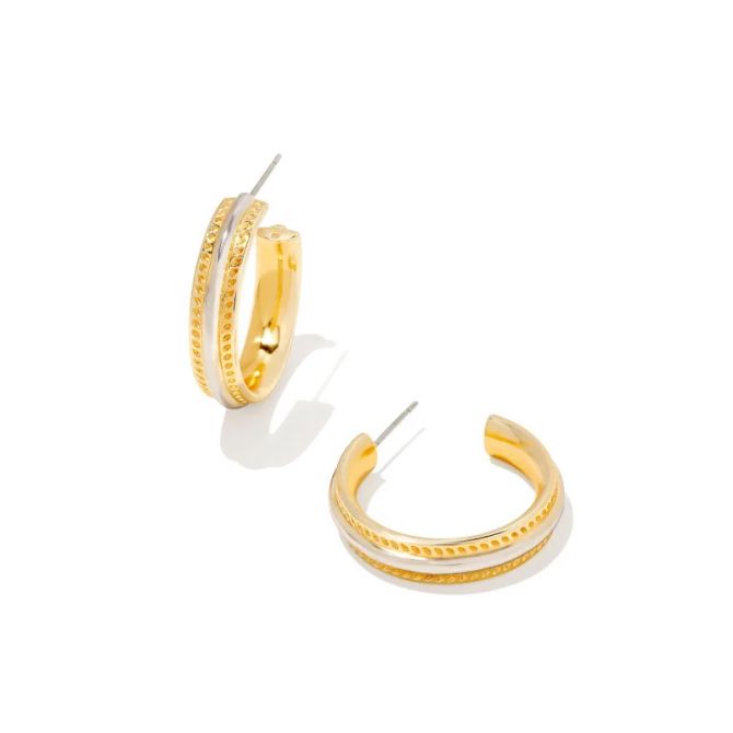 Kendra Scott Yellow and Silver Tone Merritt Hoop Earrings