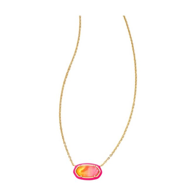 Kendra Scott Elisa Yellow Gold Plated Enamel Framed Short Pendant