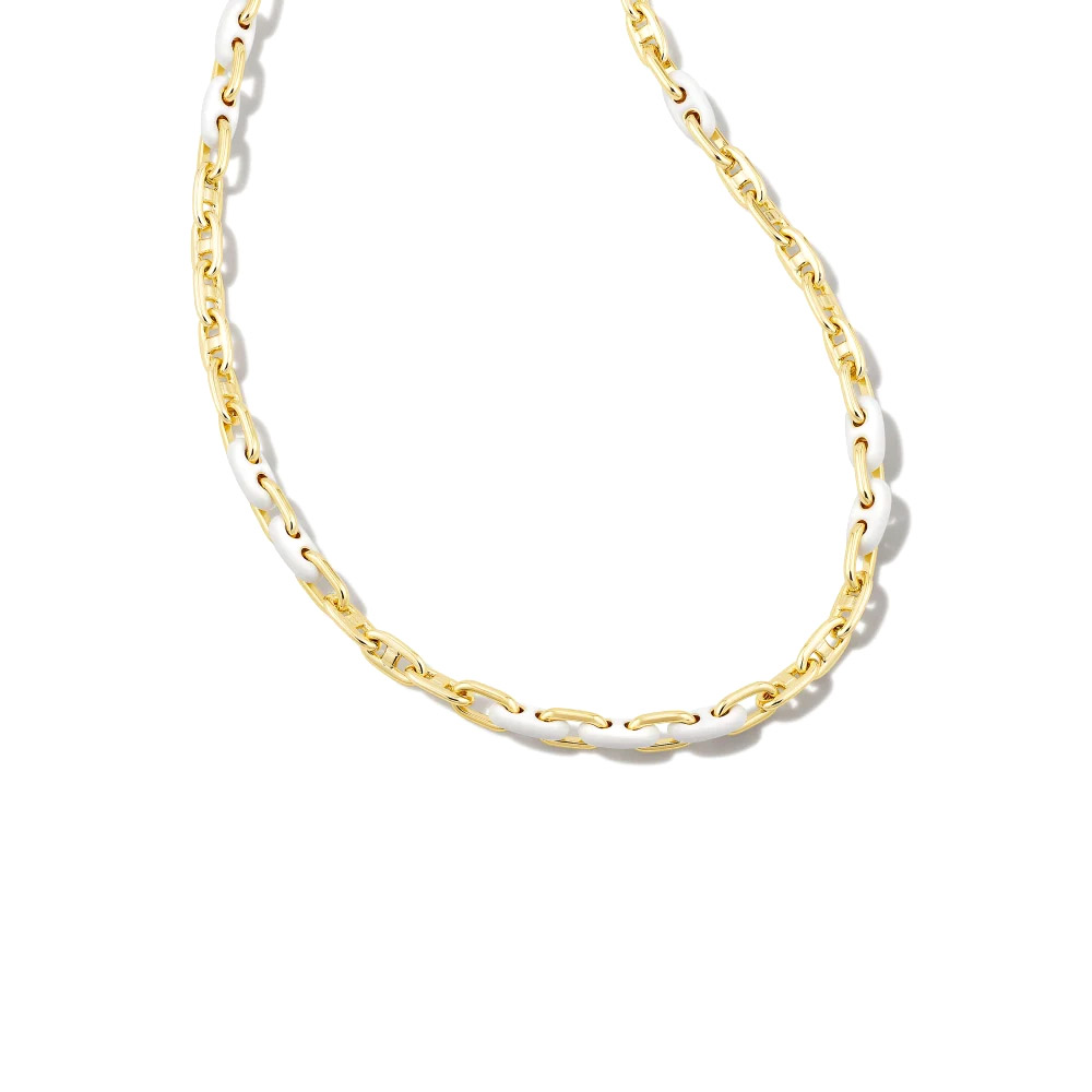 Ashton Gold Half Chain Bracelet in White Pearl