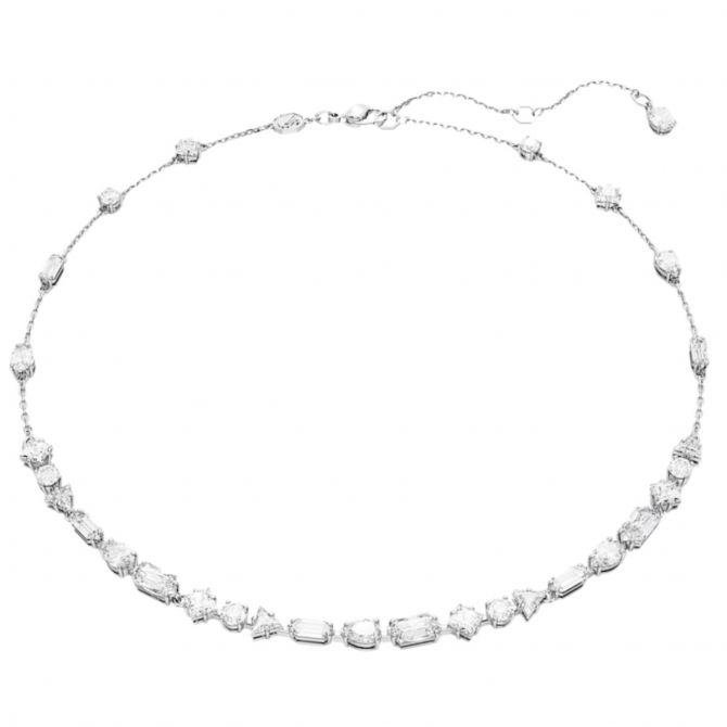 Swarovski Mesmera Scattered Mixed Cuts Necklace, White and Rhodium Plated