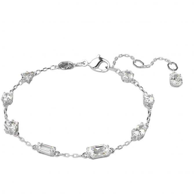 Swarovski Mesmera Scattered Mixed Cuts Bracelet, White and Rhodium Plated