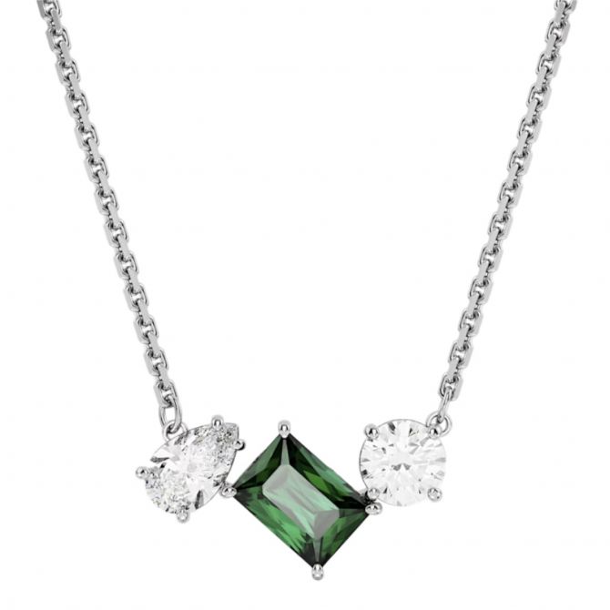 Swarovski Mesmera Mixed Cuts Pendant, Green and Rhodium Plated