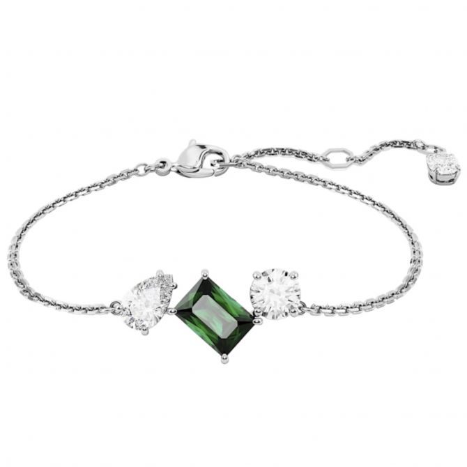 Swarovski Mesmera Mixed Cuts Bracelet, Green and Rhodium Plated