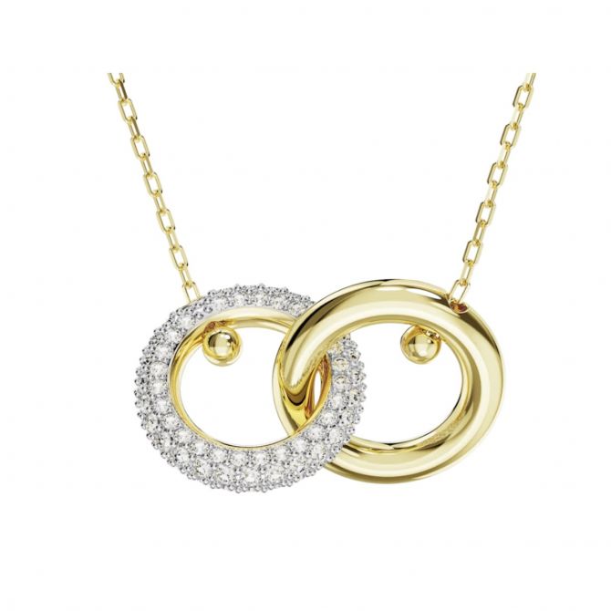 Swarovski Dextera Interlocking Loop Pendant, White and Gold Tone Plated