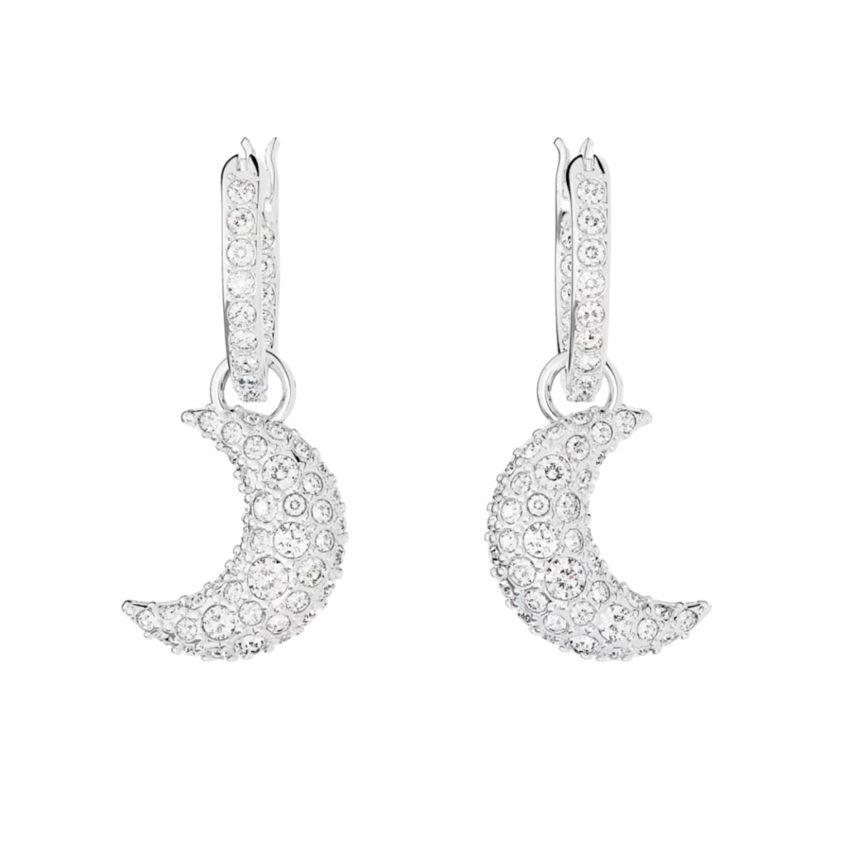 Swarovski Luna Moon Drop Earrings, White and Rhodium plated | 5666157 ...