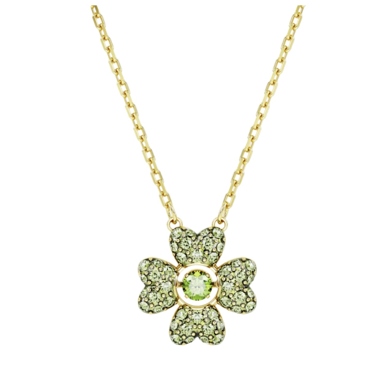 Swarovski Idyllia Clover Pendant Green And Gold Tone Plated Borsheims