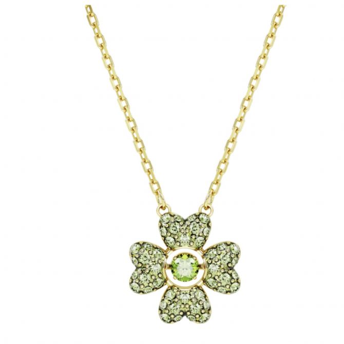 Swarovski Idyllia Clover Pendant, Green and Gold Tone Plated