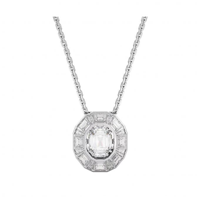 Swarovski Mesmera Octagonal Cut White and Rhodium Plated Pendant, Small