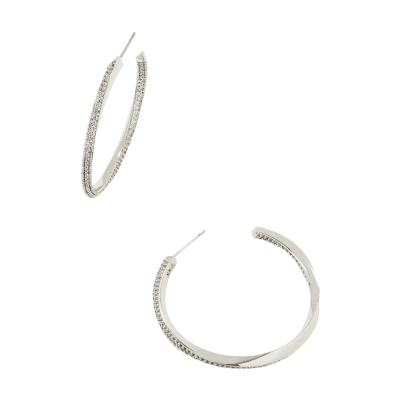 Kendra Scott Ella Silver Hoop Earrings in White Crystal | 9608851538 ...