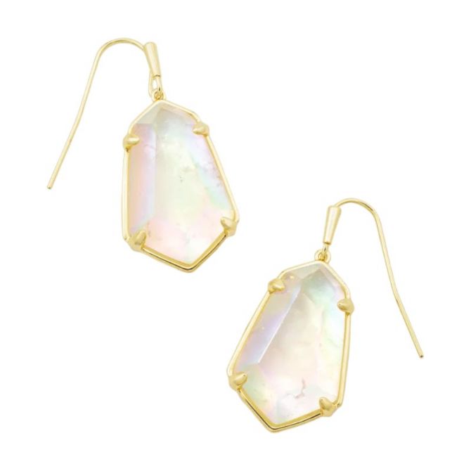 Kendra Scott Alexandria Yellow Gold Drop Earrings in Iridescent