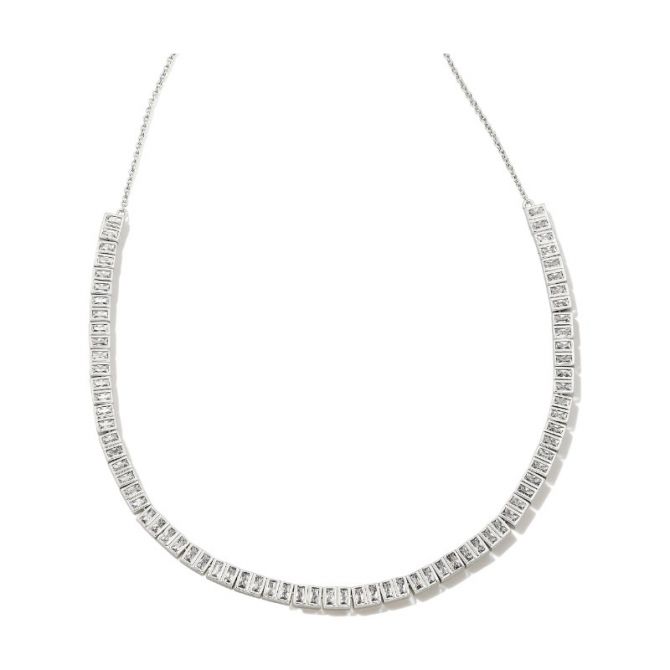 Kendra Scott Gracie Silver Tennis Necklace in White Crystal