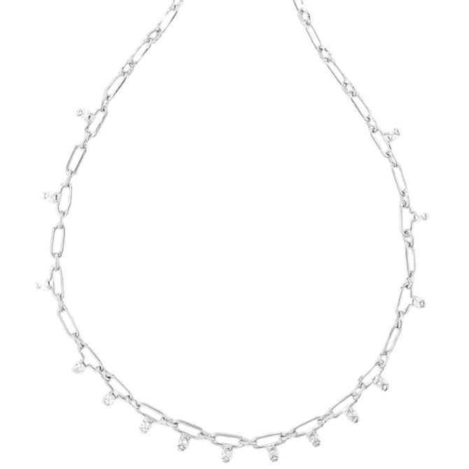 Kendra Scott Murphy Silver Tone Crystal Chain Necklace