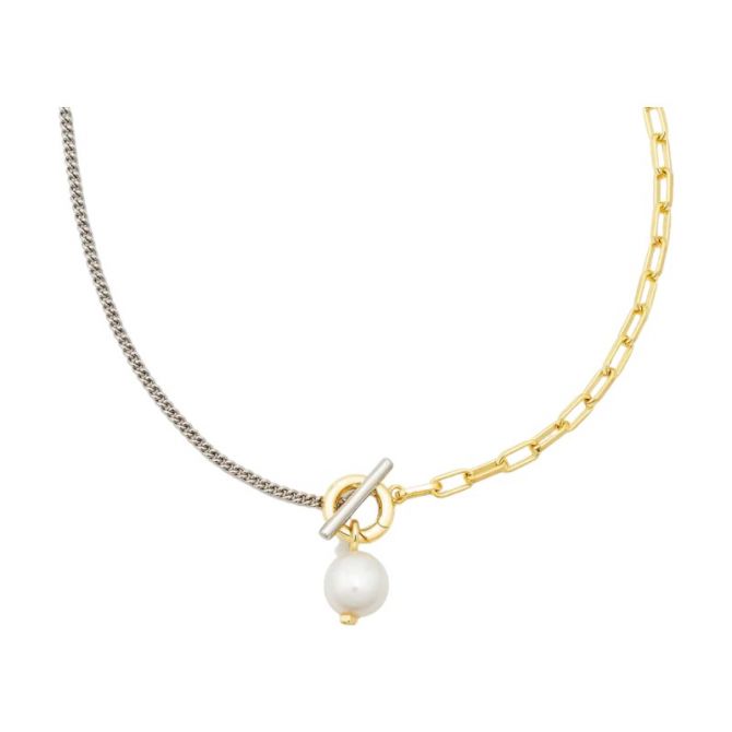 Metal hot sale pearl necklace