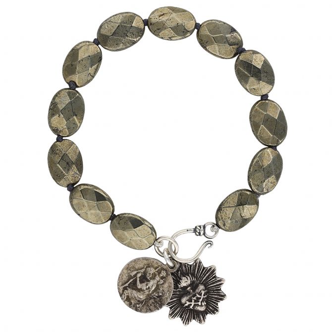 Miracle Icons by Mary Jo Pane Flat Pyrite Clasp Bracelet