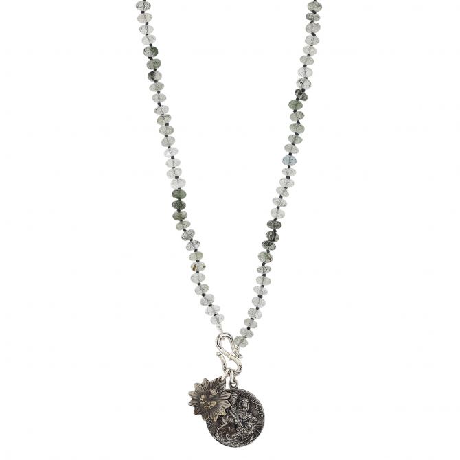 Miracle Icons by Mary Jo Pane Green Rutilated Quartz Necklace, 20"