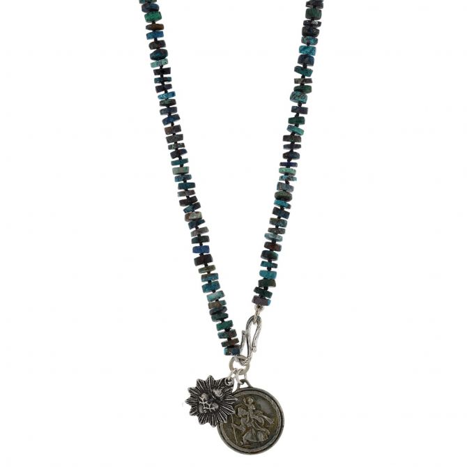 Miracle Icons by Mary Jo Pane Chrysocolla Necklace, 20"