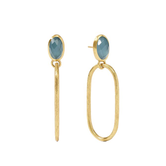 Julie Vos Ivy Statement Earrings, Iridescent Peacock Blue