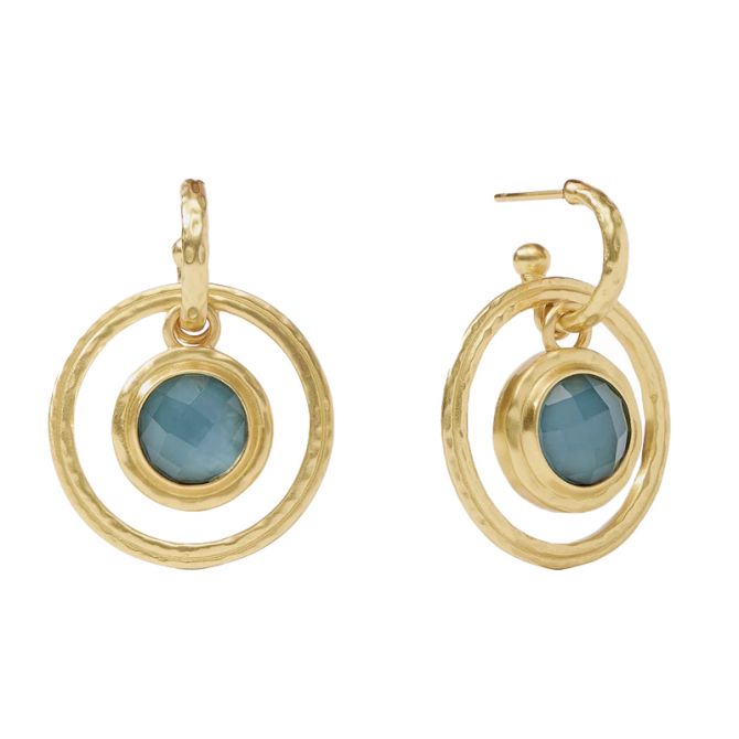 Julie Vos Astor 6 in 1 Charm Earrings, Iridescent Peacock Blue