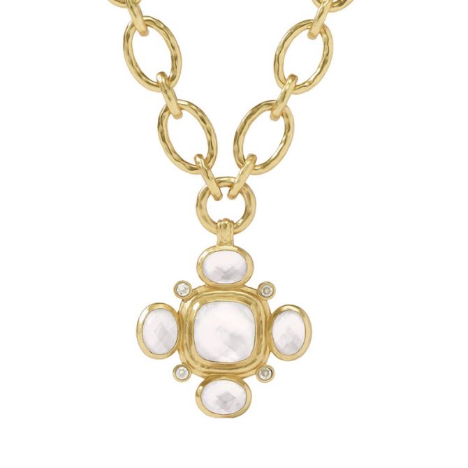 Julie Vos Tudor Statement Necklace, Iridescent Clear Crystal