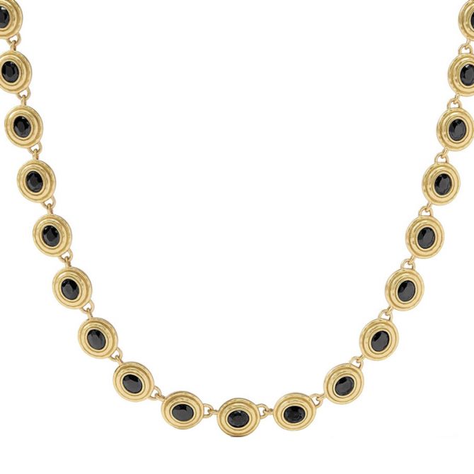 Julie Vos Tudor Tennis Necklace, Obsidian Black