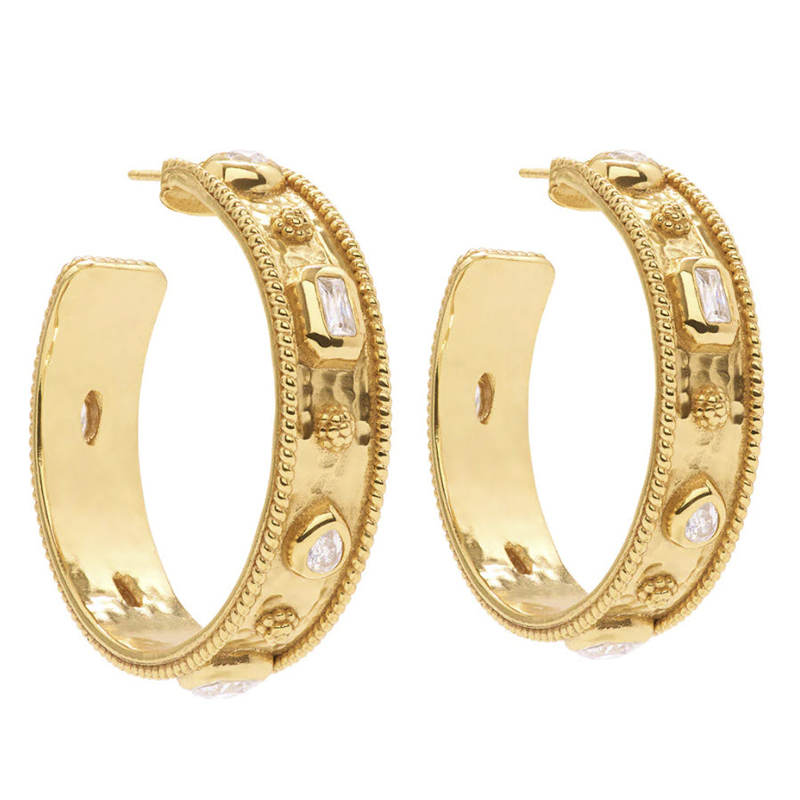 Capucine De Wulf Berry Hammered Hoops, Yellow Gold Plate and Cubic ...