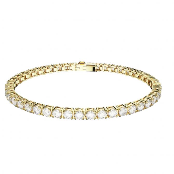 Swarovski Matrix Round Cut Tennis Bracelet, White and Gold Tone Plated