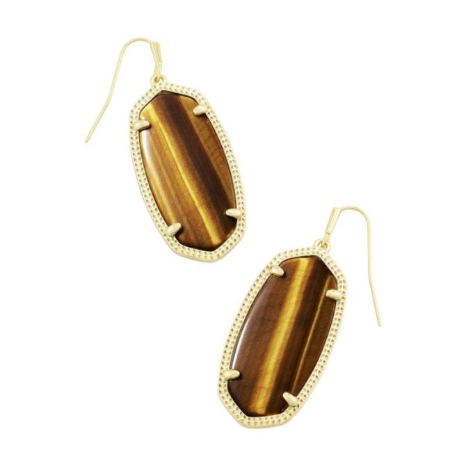 Kendra Scott Elle Yellow Gold Plated Drop Earrings in Brown