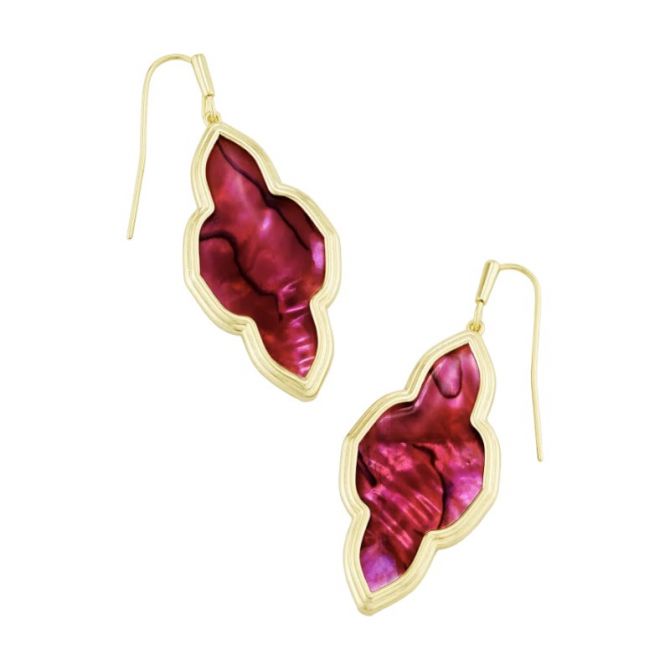 Kendra Scott Framed Abbie Yellow Gold Plated Drop Earrings in Light Burgundy Illusion