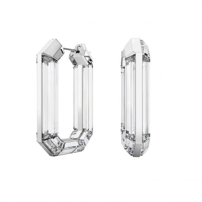 Swarovski Lucent Statement Octagonal Hoop Earrings, White